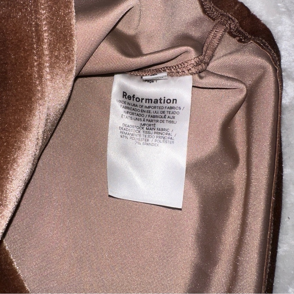 Reformation Brown Cello Knit Velvet Off the Shoulder Top Size Small - Picture 9 of 12
